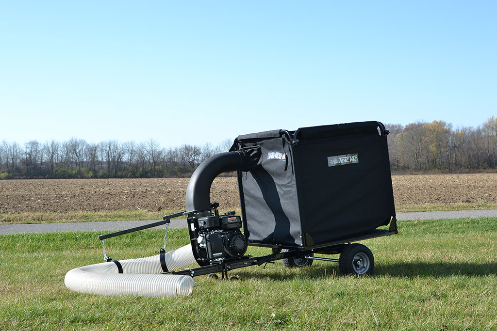 Trac Vac 477 Lawn Mower Bagger Vacuum Pull Behind 7 hp Leaf Folding Trailer 