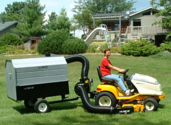 Lawn tractor shown with Trac Vac Leaf Vac attached,